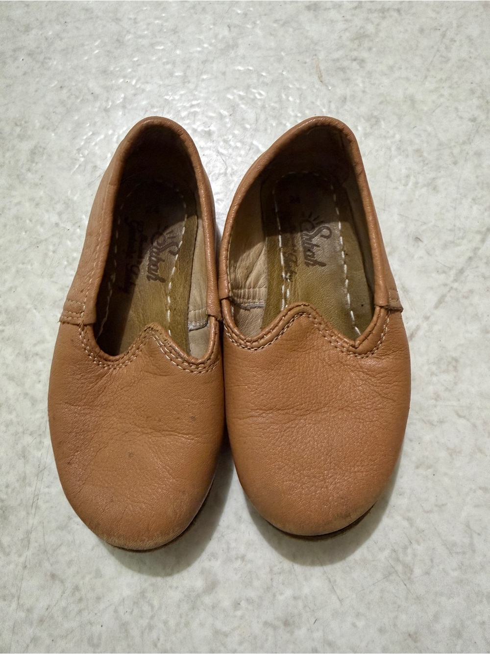 Kids Tan Sabah Leather Slip-On Shoes